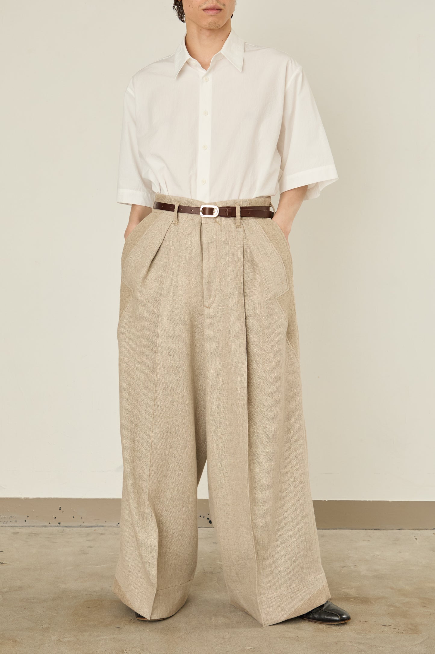 i'm here : LINEN WIDE PANTS :
