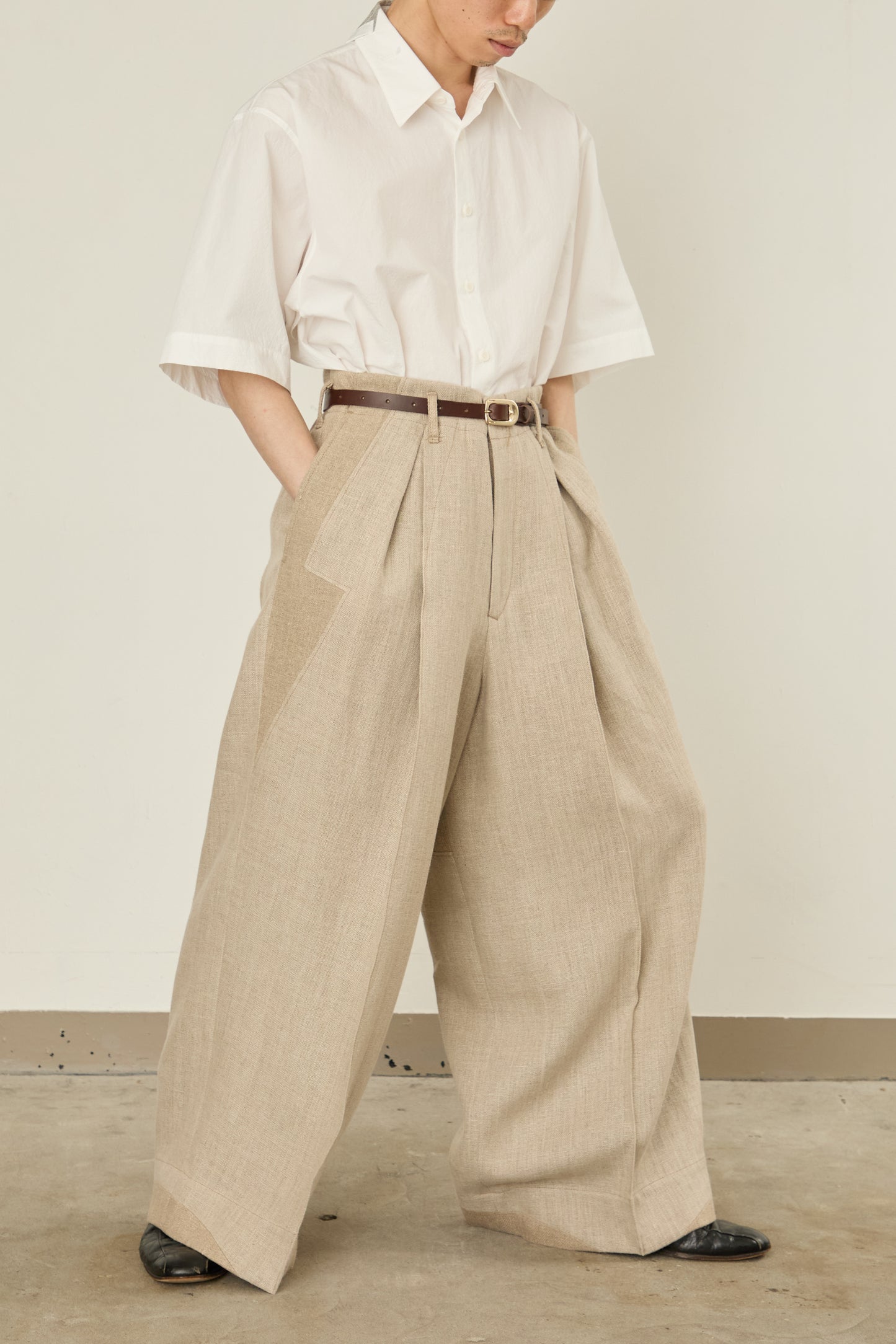 i'm here : LINEN WIDE PANTS :