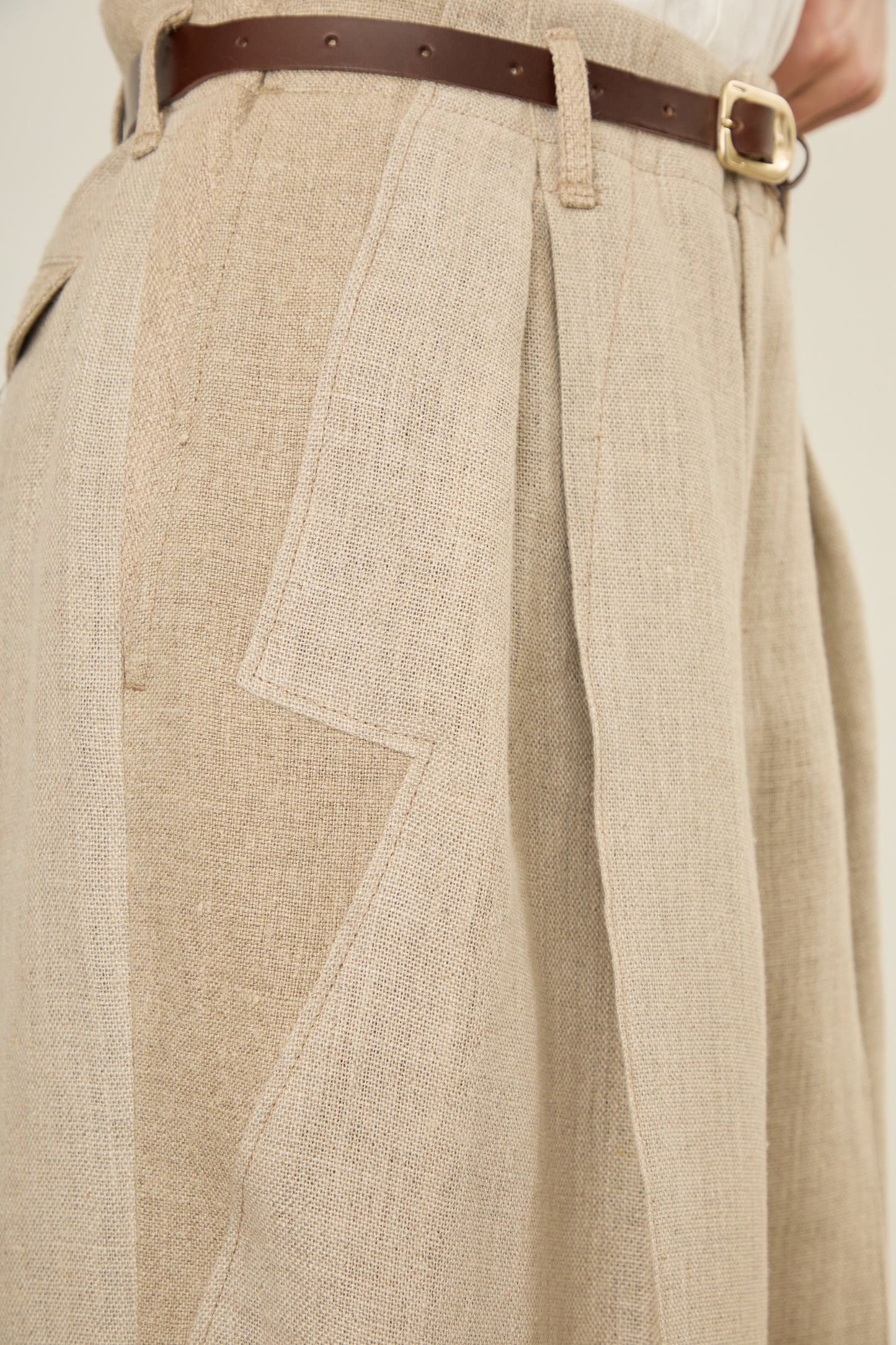 i'm here : LINEN WIDE PANTS :