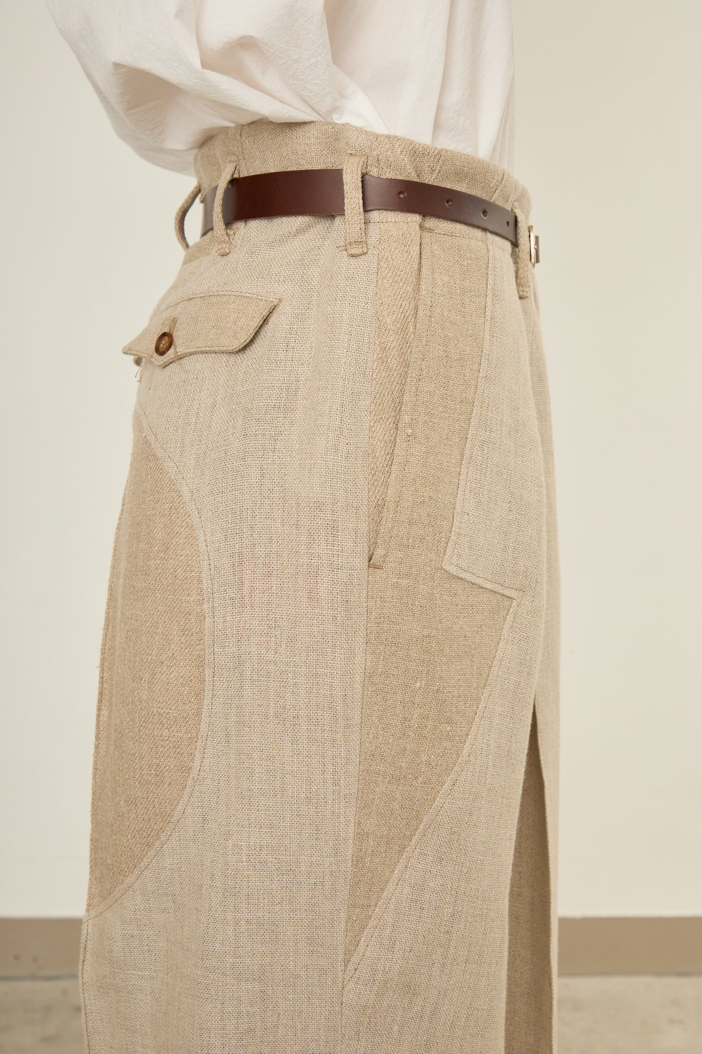 i'm here : LINEN WIDE PANTS :