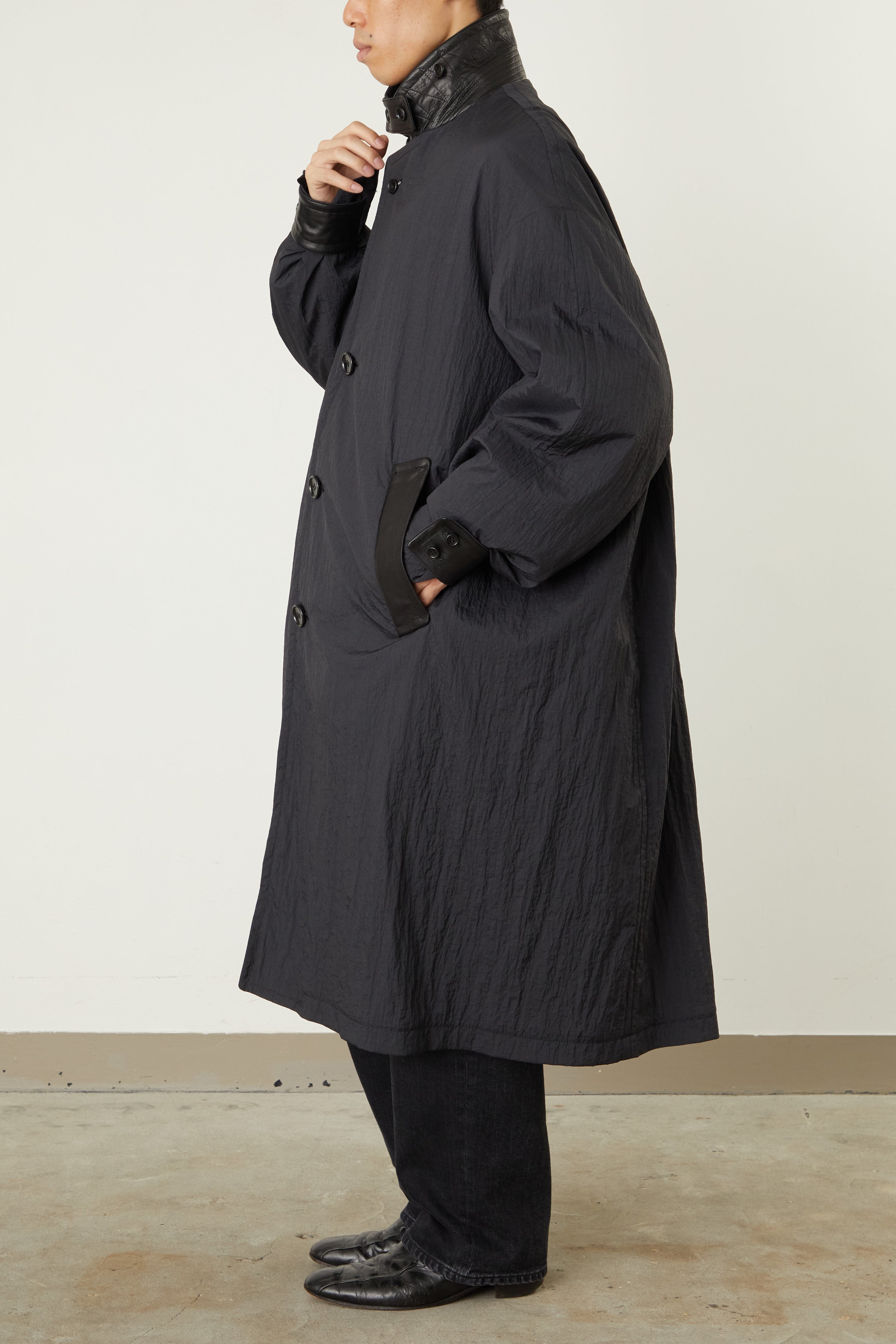 i'm here : SHIRINK NYLON : GRANDPA COAT – i`m here :