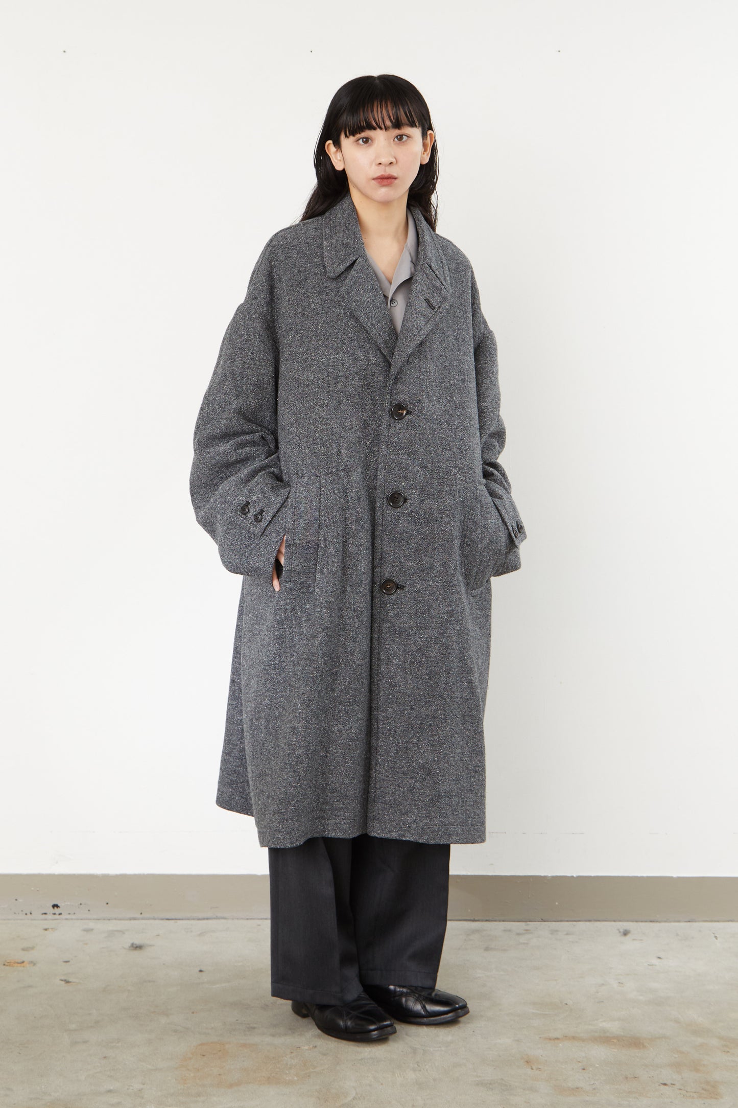 i'm here : COTTON SILK : GRANDPA COAT