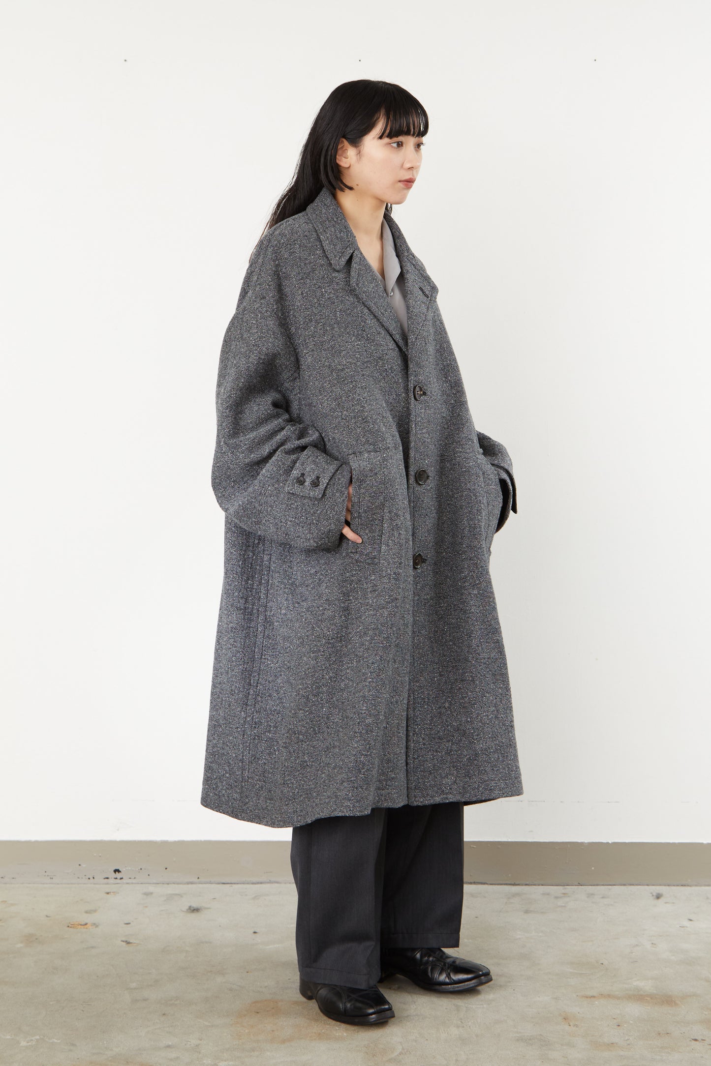 i'm here : COTTON SILK : GRANDPA COAT