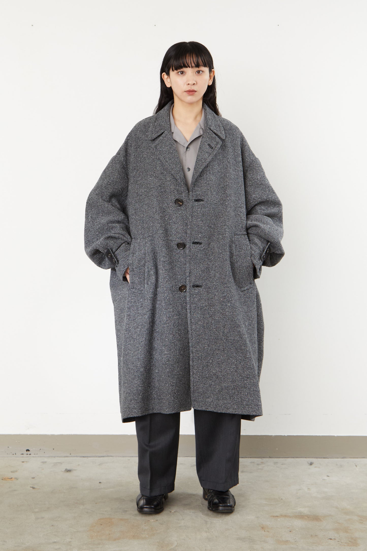 i'm here : COTTON SILK : GRANDPA COAT